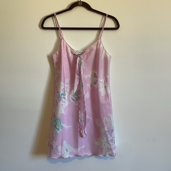 VTG Feminine Floral Nightie Miss Elaine Romantic Dress Small Pink Lingerie Bow - Picture 2 of 16